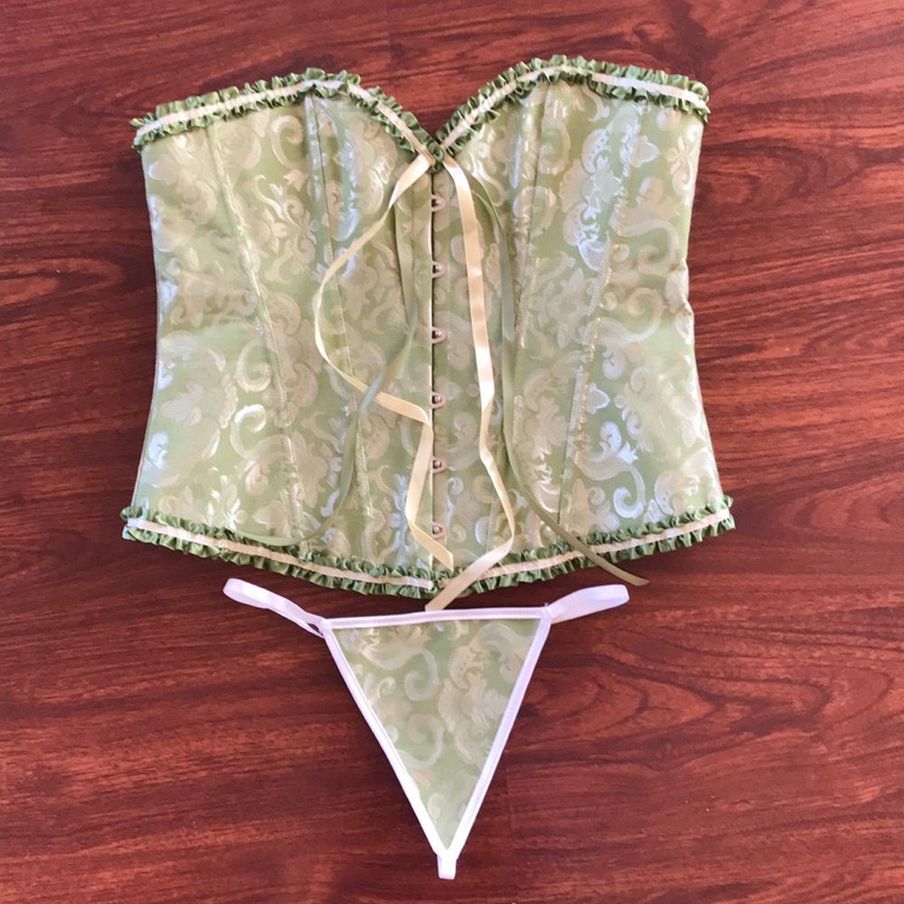 Floral green corset. Never been worn.